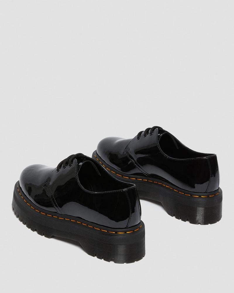 Black Women's Dr Martens 1461 Patent Leather Platform Oxfords Shoes | CA 364DFM